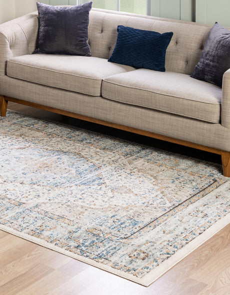 Blue 7' 1 x 10' Nyla Rectangle Area Rug 100% Polypropylene Traditional Classic Carpet for Living Room, Kitchen, Bedroom, Dining, Office for Sale at Rug Engine