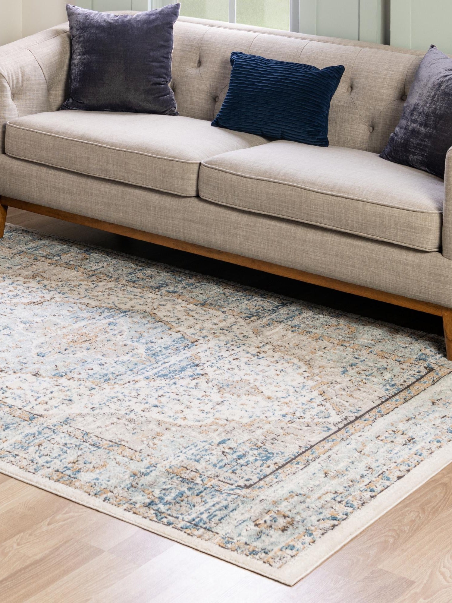 Blue 10' x 14' Nyla Rectangle Area Rug 100% Polypropylene Traditional Classic Carpet for Living Room, Kitchen, Bedroom, Dining, Office for Sale at Rug Engine