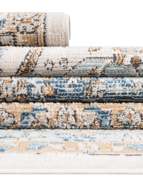 Blue 4' x 6' Nyla Rectangle Area Rug 100% Polypropylene Traditional Classic Carpet for Living Room, Kitchen, Bedroom, Dining, Office for Sale at Rug Engine