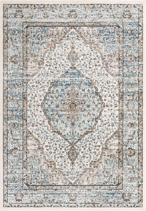 Blue 5' 3 x 8' Nyla Rectangle Area Rug 100% Polypropylene Traditional Classic Carpet for Living Room, Kitchen, Bedroom, Dining, Office for Sale at Rug Engine