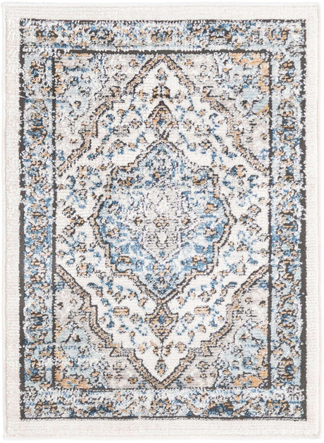 Blue 2' x 3' Nyla Rectangle Area Rug 100% Polypropylene Traditional Classic Carpet for Living Room, Kitchen, Bedroom, Dining, Office for Sale at Rug Engine