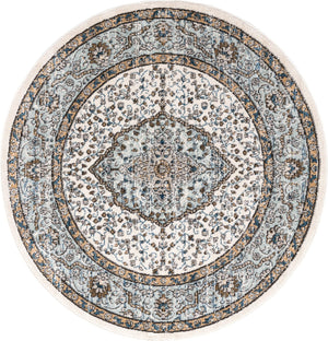 Blue 5' 3 x 5' 3 Nyla Round Area Rug 100% Polypropylene Traditional Classic Carpet for Living Room, Kitchen, Bedroom, Dining, Office for Sale at Rug Engine