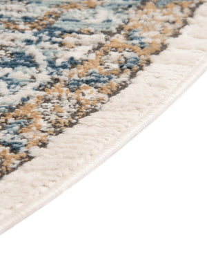 Blue 5' 3 x 5' 3 Nyla Round Area Rug 100% Polypropylene Traditional Classic Carpet for Living Room, Kitchen, Bedroom, Dining, Office for Sale at Rug Engine