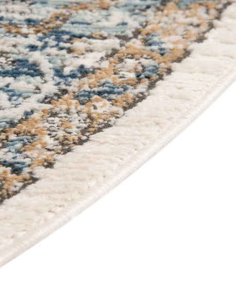 Blue 5' 3 x 5' 3 Nyla Round Area Rug 100% Polypropylene Traditional Classic Carpet for Living Room, Kitchen, Bedroom, Dining, Office for Sale at Rug Engine
