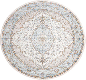 Blue 12' x 12' Nyla Round Area Rug 100% Polypropylene Traditional Classic Carpet for Living Room, Kitchen, Bedroom, Dining, Office for Sale at Rug Engine
