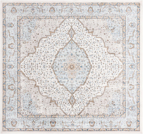 Blue 10' x 10' Nyla Square Area Rug 100% Polypropylene Traditional Classic Carpet for Living Room, Kitchen, Bedroom, Dining, Office for Sale at Rug Engine