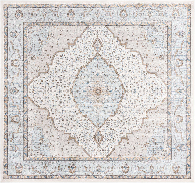 Blue 10' x 10' Nyla Square Area Rug 100% Polypropylene Traditional Classic Carpet for Living Room, Kitchen, Bedroom, Dining, Office for Sale at Rug Engine