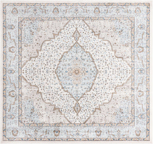 Blue 11' 10 x 11' 10 Nyla Square Area Rug 100% Polypropylene Traditional Classic Carpet for Living Room, Kitchen, Bedroom, Dining, Office for Sale at Rug Engine