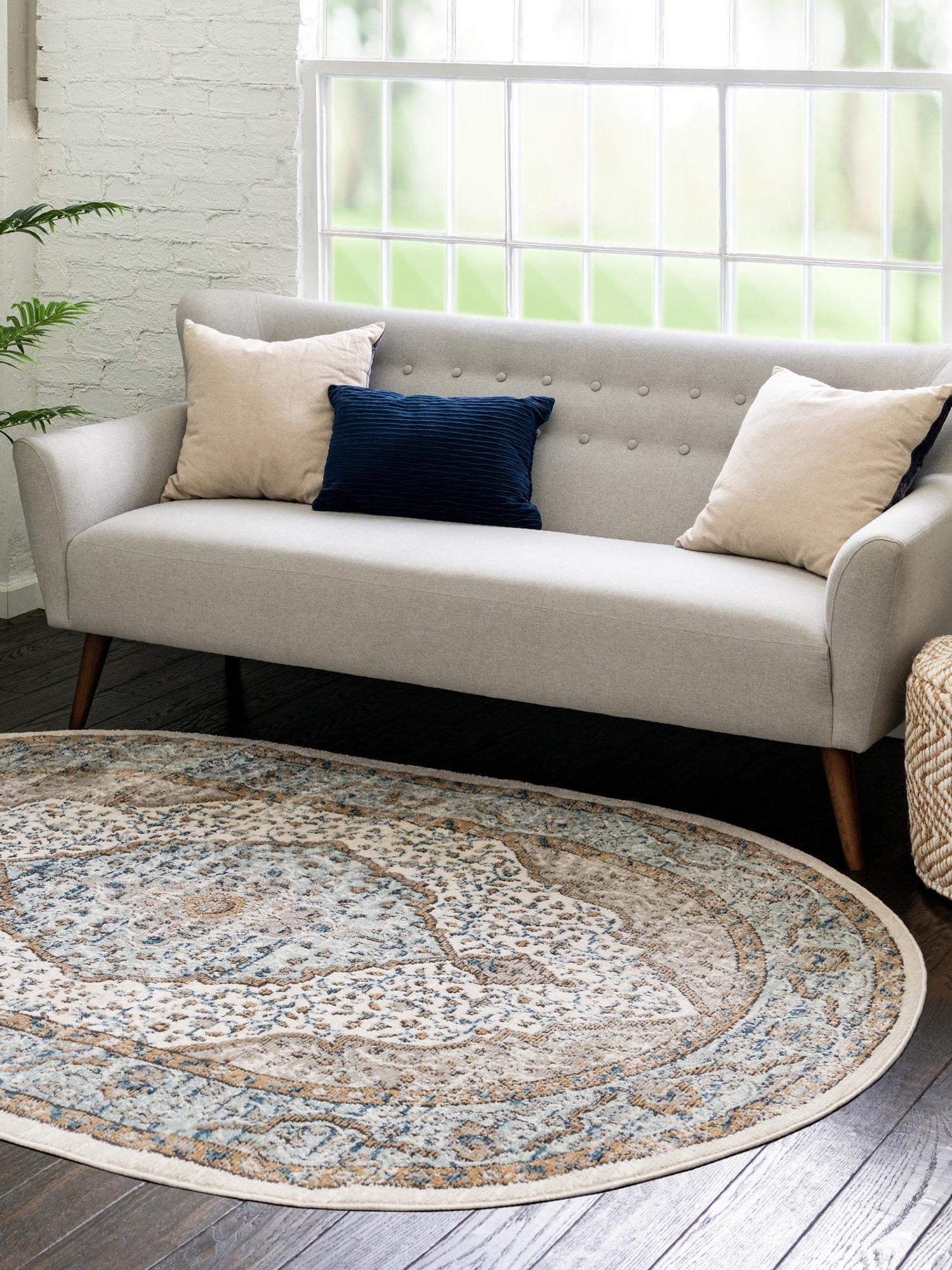 Blue 4' x 6' Nyla Oval Area Rug 100% Polypropylene Traditional Classic Carpet for Living Room, Kitchen, Bedroom, Dining, Office for Sale at Rug Engine