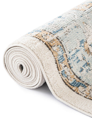 Blue 4' x 6' Nyla Oval Area Rug 100% Polypropylene Traditional Classic Carpet for Living Room, Kitchen, Bedroom, Dining, Office for Sale at Rug Engine