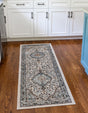 Blue 2' 7 x 12' Nyla Runner Area Rug 100% Polypropylene Traditional Classic Carpet for Living Room, Kitchen, Bedroom, Dining, Office for Sale at Rug Engine