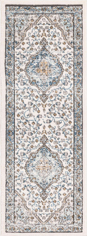 Blue 2' x 6' Nyla Runner Area Rug 100% Polypropylene Traditional Classic Carpet for Living Room, Kitchen, Bedroom, Dining, Office for Sale at Rug Engine