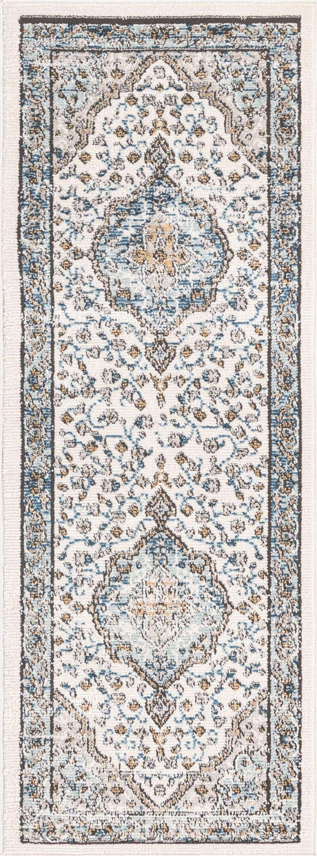 Blue 2' x 6' Nyla Runner Area Rug 100% Polypropylene Traditional Classic Carpet for Living Room, Kitchen, Bedroom, Dining, Office for Sale at Rug Engine