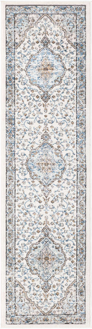 Blue 2' x 8' Nyla Runner Area Rug 100% Polypropylene Traditional Classic Carpet for Living Room, Kitchen, Bedroom, Dining, Office for Sale at Rug Engine