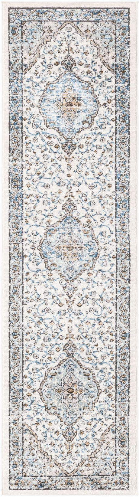 Blue 2' x 8' Nyla Runner Area Rug 100% Polypropylene Traditional Classic Carpet for Living Room, Kitchen, Bedroom, Dining, Office for Sale at Rug Engine