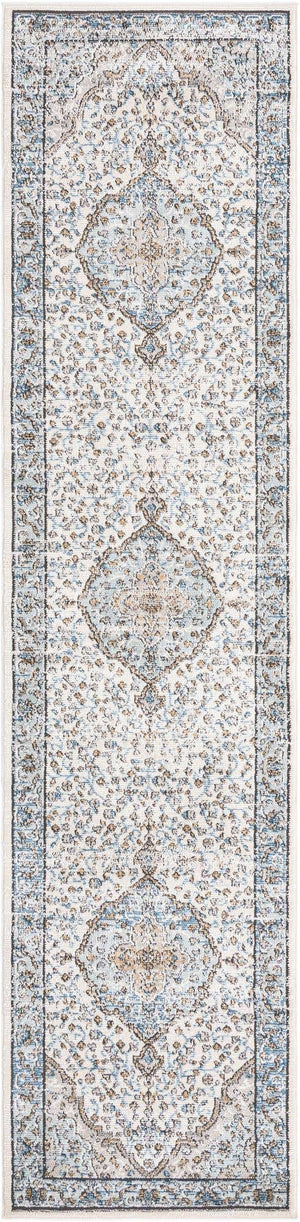Blue 2' 7 x 12' Nyla Runner Area Rug 100% Polypropylene Traditional Classic Carpet for Living Room, Kitchen, Bedroom, Dining, Office for Sale at Rug Engine