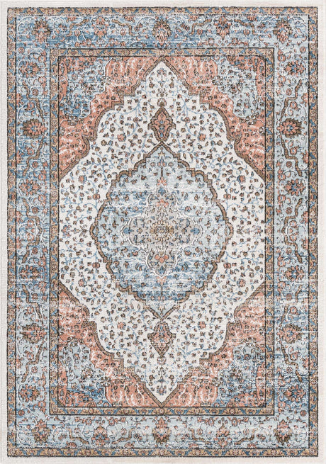 Ivory 6' x 9' Nyla Rectangle Area Rug 100% Polypropylene Traditional Classic Carpet for Living Room, Kitchen, Bedroom, Dining, Office for Sale at Rug Engine