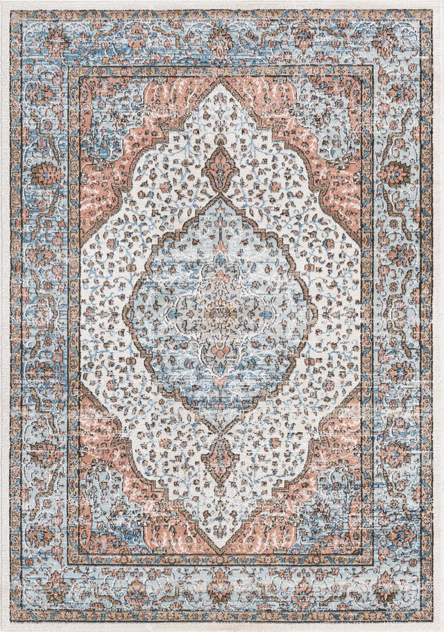 Ivory 6' x 9' Nyla Rectangle Area Rug 100% Polypropylene Traditional Classic Carpet for Living Room, Kitchen, Bedroom, Dining, Office for Sale at Rug Engine