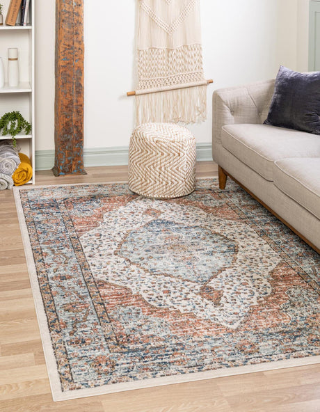 Ivory 7' 1 x 10' Nyla Rectangle Area Rug 100% Polypropylene Traditional Classic Carpet for Living Room, Kitchen, Bedroom, Dining, Office for Sale at Rug Engine