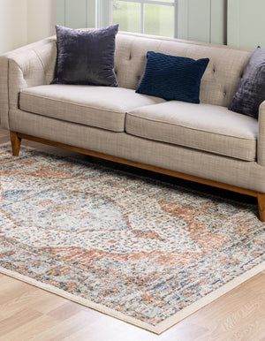 Ivory 5' 3 x 8' Nyla Rectangle Area Rug 100% Polypropylene Traditional Classic Carpet for Living Room, Kitchen, Bedroom, Dining, Office for Sale at Rug Engine