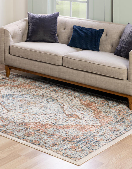 Ivory 10' x 14' Nyla Rectangle Area Rug 100% Polypropylene Traditional Classic Carpet for Living Room, Kitchen, Bedroom, Dining, Office for Sale at Rug Engine