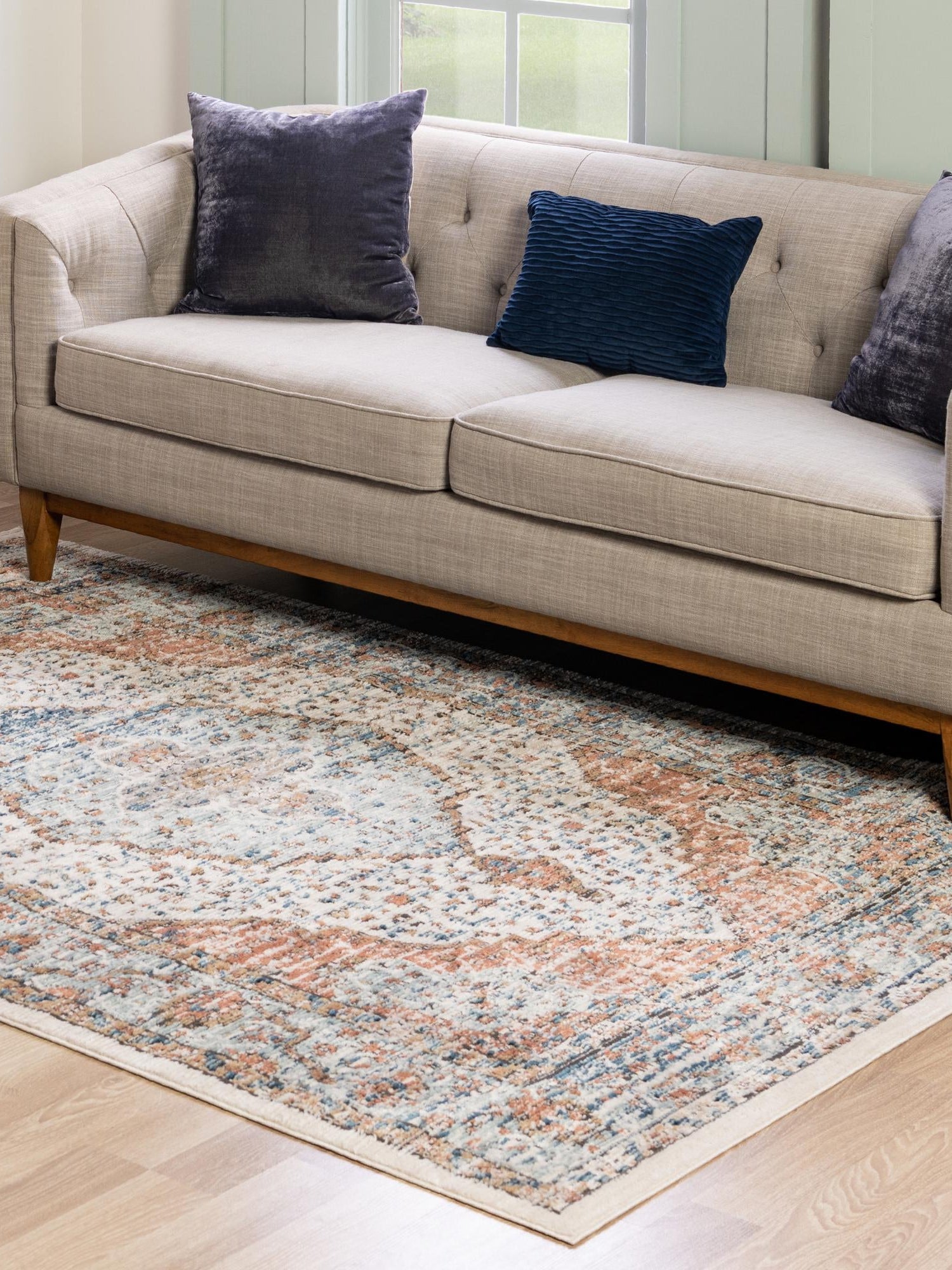 Ivory 2' x 3' Nyla Rectangle Area Rug 100% Polypropylene Traditional Classic Carpet for Living Room, Kitchen, Bedroom, Dining, Office for Sale at Rug Engine