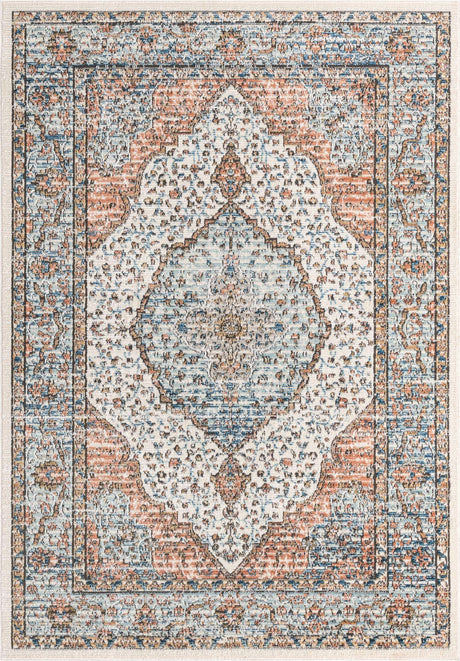 Ivory 5' 3 x 8' Nyla Rectangle Area Rug 100% Polypropylene Traditional Classic Carpet for Living Room, Kitchen, Bedroom, Dining, Office for Sale at Rug Engine