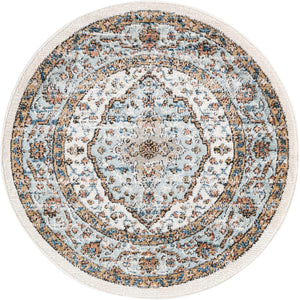 Ivory 3' 3 x 3' 3 Nyla Round Area Rug 100% Polypropylene Traditional Classic Carpet for Living Room, Kitchen, Bedroom, Dining, Office for Sale at Rug Engine