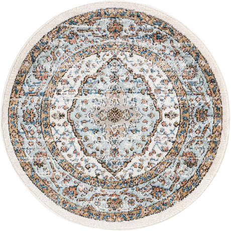 Ivory 3' 3 x 3' 3 Nyla Round Area Rug 100% Polypropylene Traditional Classic Carpet for Living Room, Kitchen, Bedroom, Dining, Office for Sale at Rug Engine
