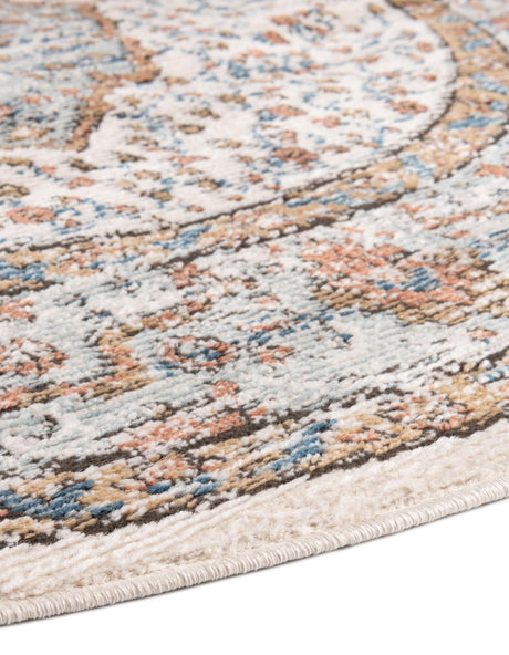 Ivory 5' 3 x 5' 3 Nyla Round Area Rug 100% Polypropylene Traditional Classic Carpet for Living Room, Kitchen, Bedroom, Dining, Office for Sale at Rug Engine