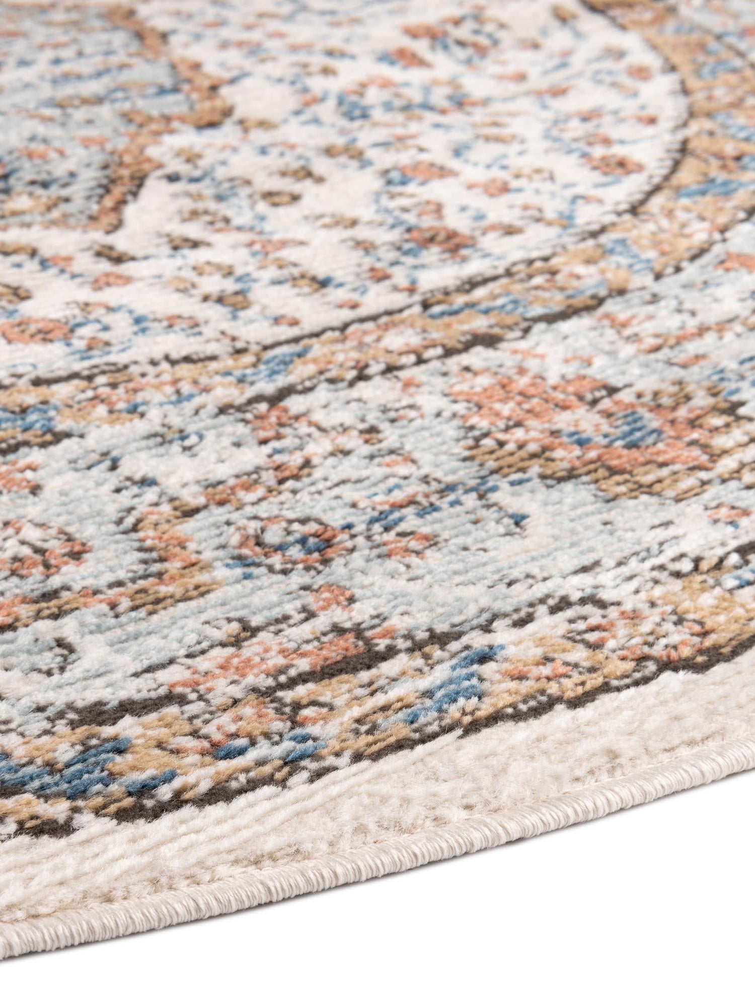 Ivory 10' x 10' Nyla Round Area Rug 100% Polypropylene Traditional Classic Carpet for Living Room, Kitchen, Bedroom, Dining, Office for Sale at Rug Engine