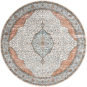 Ivory 10' x 10' Nyla Round Area Rug 100% Polypropylene Traditional Classic Carpet for Living Room, Kitchen, Bedroom, Dining, Office for Sale at Rug Engine