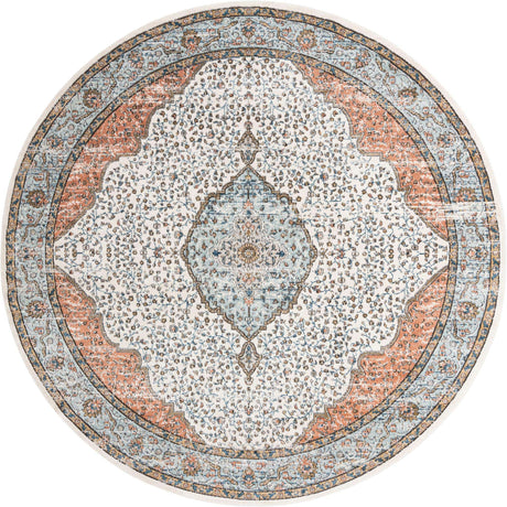 Ivory 10' x 10' Nyla Round Area Rug 100% Polypropylene Traditional Classic Carpet for Living Room, Kitchen, Bedroom, Dining, Office for Sale at Rug Engine