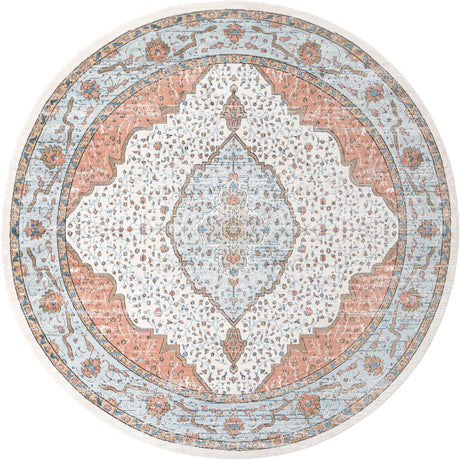 Ivory 12' x 12' Nyla Round Area Rug 100% Polypropylene Traditional Classic Carpet for Living Room, Kitchen, Bedroom, Dining, Office for Sale at Rug Engine