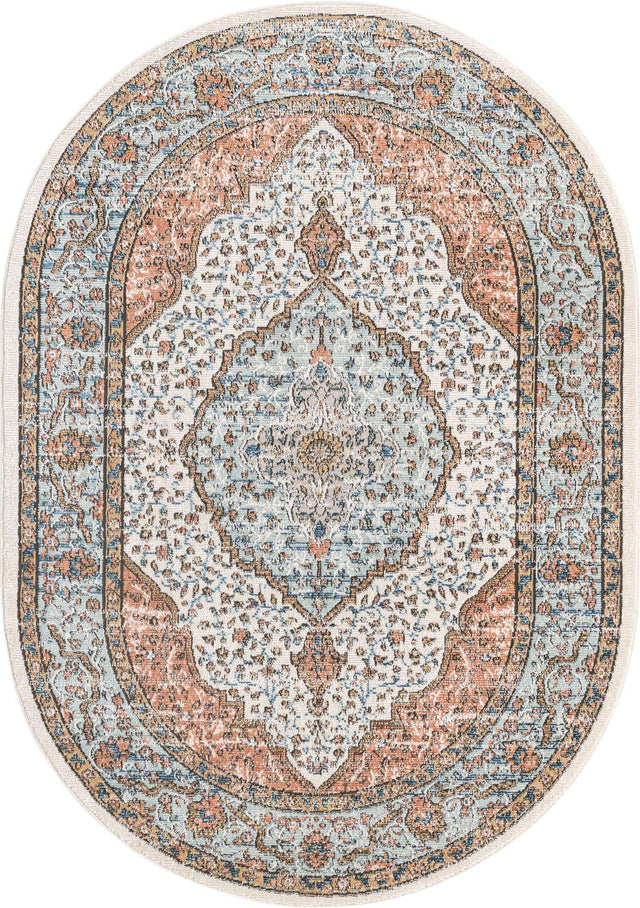 Ivory 5' 3 x 8' Nyla Oval Area Rug 100% Polypropylene Traditional Classic Carpet for Living Room, Kitchen, Bedroom, Dining, Office for Sale at Rug Engine