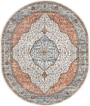 Ivory 7' 10 x 10' Nyla Oval Area Rug 100% Polypropylene Traditional Classic Carpet for Living Room, Kitchen, Bedroom, Dining, Office for Sale at Rug Engine