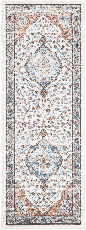 Ivory 2' x 6' Nyla Runner Area Rug 100% Polypropylene Traditional Classic Carpet for Living Room, Kitchen, Bedroom, Dining, Office for Sale at Rug Engine