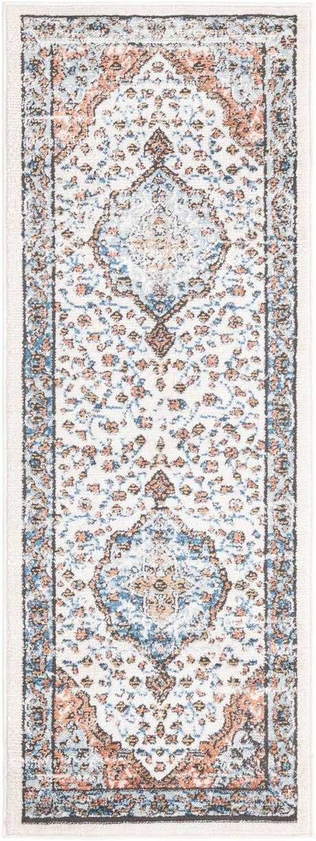 Ivory 2' x 6' Nyla Runner Area Rug 100% Polypropylene Traditional Classic Carpet for Living Room, Kitchen, Bedroom, Dining, Office for Sale at Rug Engine