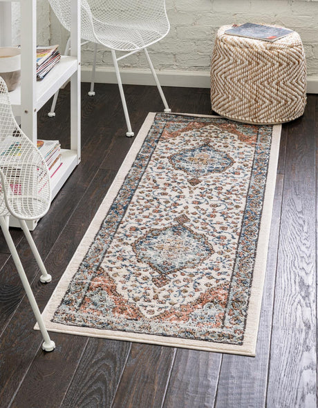 Ivory 2' 7 x 12' Nyla Runner Area Rug 100% Polypropylene Traditional Classic Carpet for Living Room, Kitchen, Bedroom, Dining, Office for Sale at Rug Engine