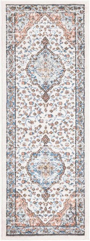 Ivory 2' x 6' Nyla Runner Area Rug 100% Polypropylene Traditional Classic Carpet for Living Room, Kitchen, Bedroom, Dining, Office for Sale at Rug Engine