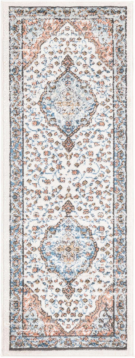 Ivory 2' x 6' Nyla Runner Area Rug 100% Polypropylene Traditional Classic Carpet for Living Room, Kitchen, Bedroom, Dining, Office for Sale at Rug Engine