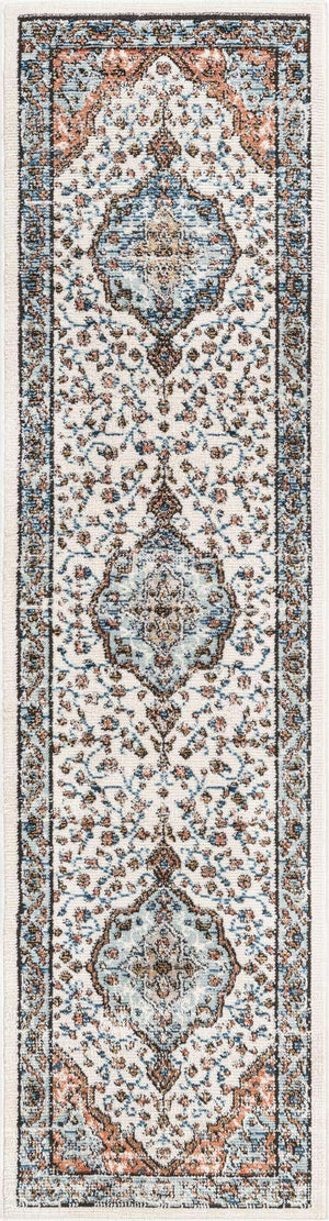 Ivory 2' x 8' Nyla Runner Area Rug 100% Polypropylene Traditional Classic Carpet for Living Room, Kitchen, Bedroom, Dining, Office for Sale at Rug Engine