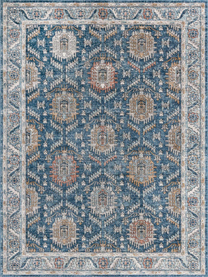 Blue 10' x 14' Nyla Rectangle Area Rug 100% Polypropylene Traditional Classic Carpet for Living Room, Kitchen, Bedroom, Dining, Office for Sale at Rug Engine