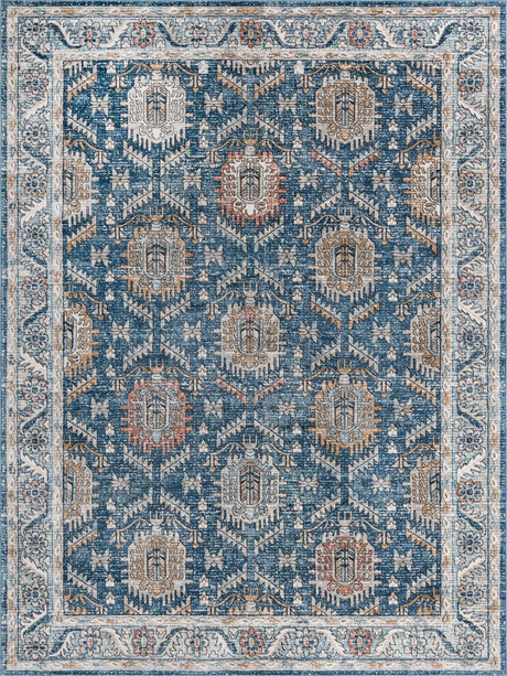 Blue 10' x 14' Nyla Rectangle Area Rug 100% Polypropylene Traditional Classic Carpet for Living Room, Kitchen, Bedroom, Dining, Office for Sale at Rug Engine