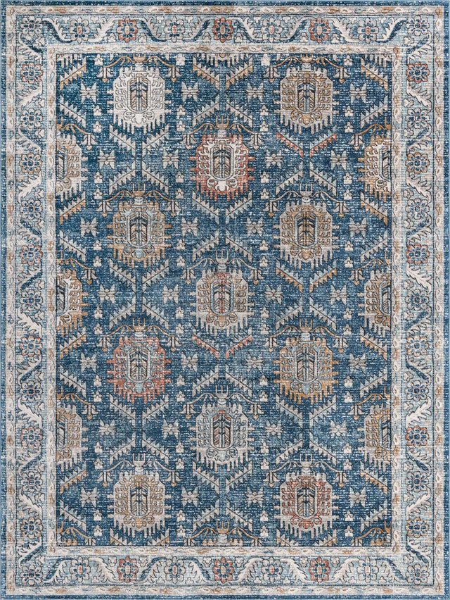 Blue 10' x 14' Nyla Rectangle Area Rug 100% Polypropylene Traditional Classic Carpet for Living Room, Kitchen, Bedroom, Dining, Office for Sale at Rug Engine