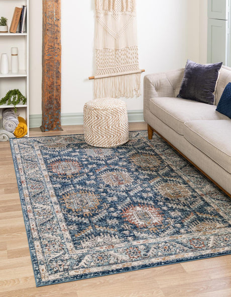 Blue 2' x 3' Nyla Rectangle Area Rug 100% Polypropylene Traditional Classic Carpet for Living Room, Kitchen, Bedroom, Dining, Office for Sale at Rug Engine
