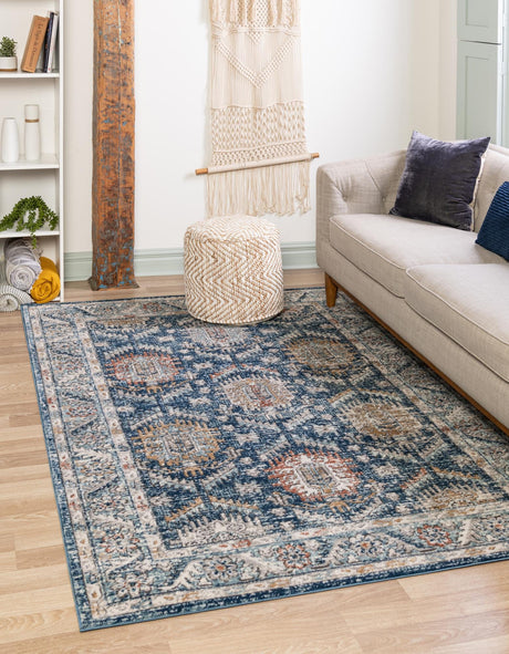 Blue 1' 4 x 1' 4 Nyla Sample Area Rug 100% Polypropylene Traditional Classic Carpet for Living Room, Kitchen, Bedroom, Dining, Office for Sale at Rug Engine