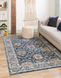 Blue 1' 4 x 1' 4 Nyla Sample Area Rug 100% Polypropylene Traditional Classic Carpet for Living Room, Kitchen, Bedroom, Dining, Office for Sale at Rug Engine
