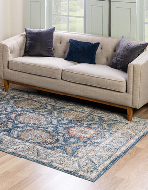 Blue 2' x 3' Nyla Rectangle Area Rug 100% Polypropylene Traditional Classic Carpet for Living Room, Kitchen, Bedroom, Dining, Office for Sale at Rug Engine