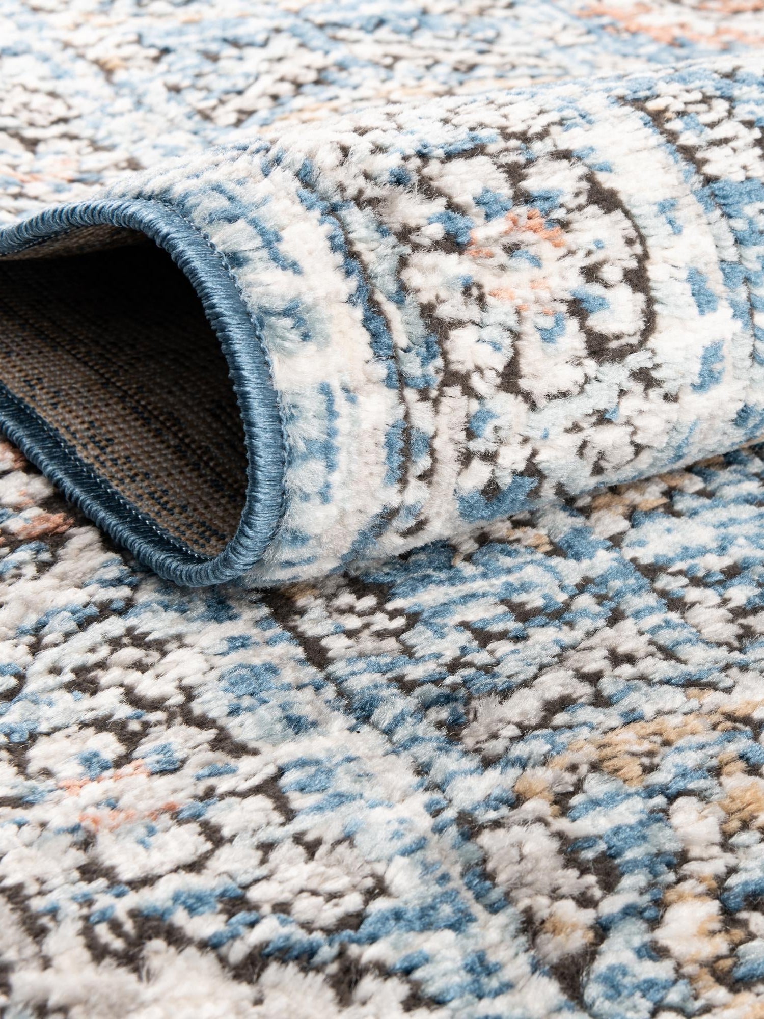 Blue 7' 10 x 10' Nyla Rectangle Area Rug 100% Polypropylene Traditional Classic Carpet for Living Room, Kitchen, Bedroom, Dining, Office for Sale at Rug Engine